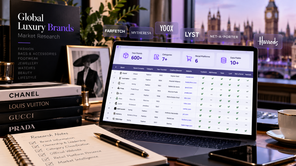 Luxury brand market research database mapping 600+ global fashion brands